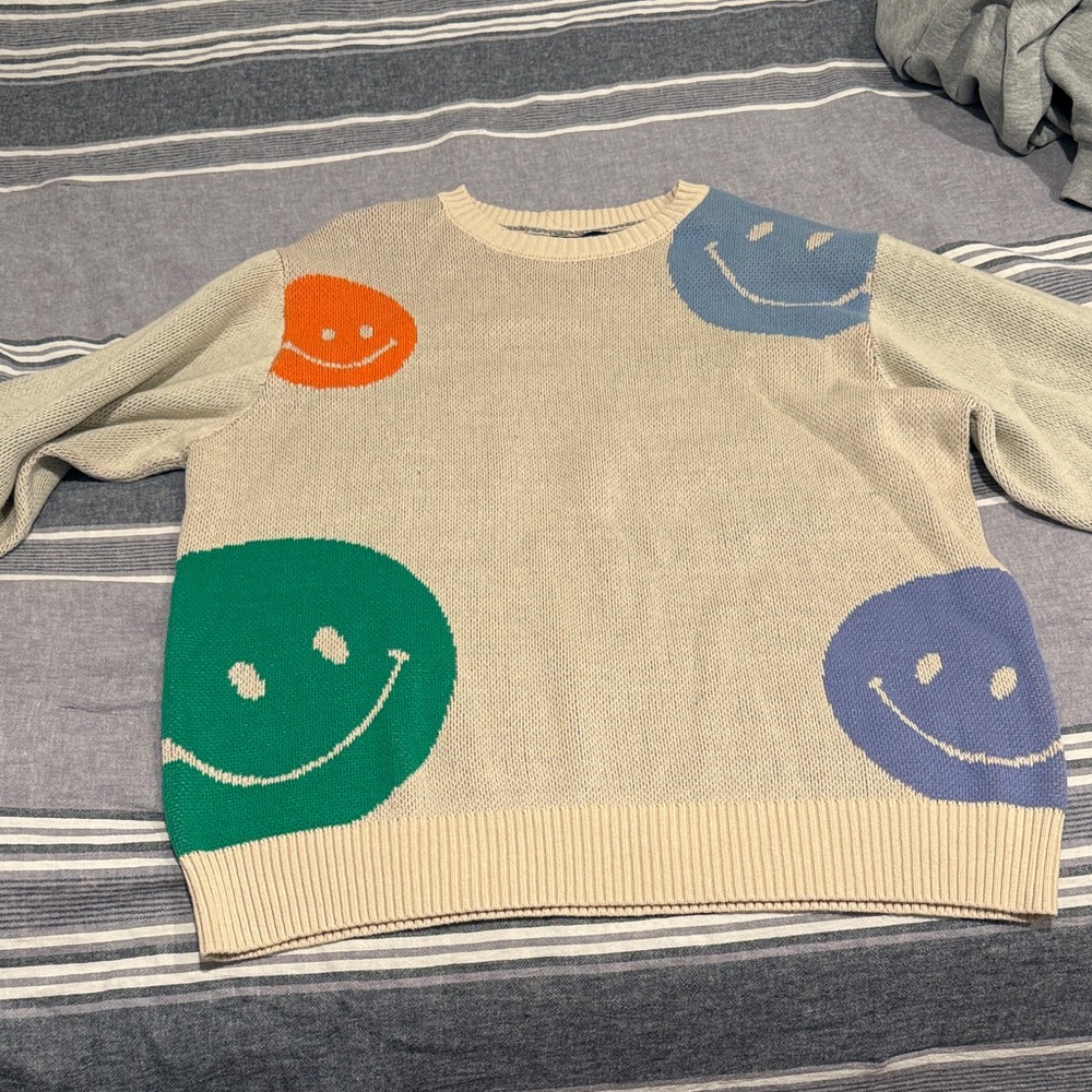 PacSun Multicolor Smiley Crewneck Sweater
